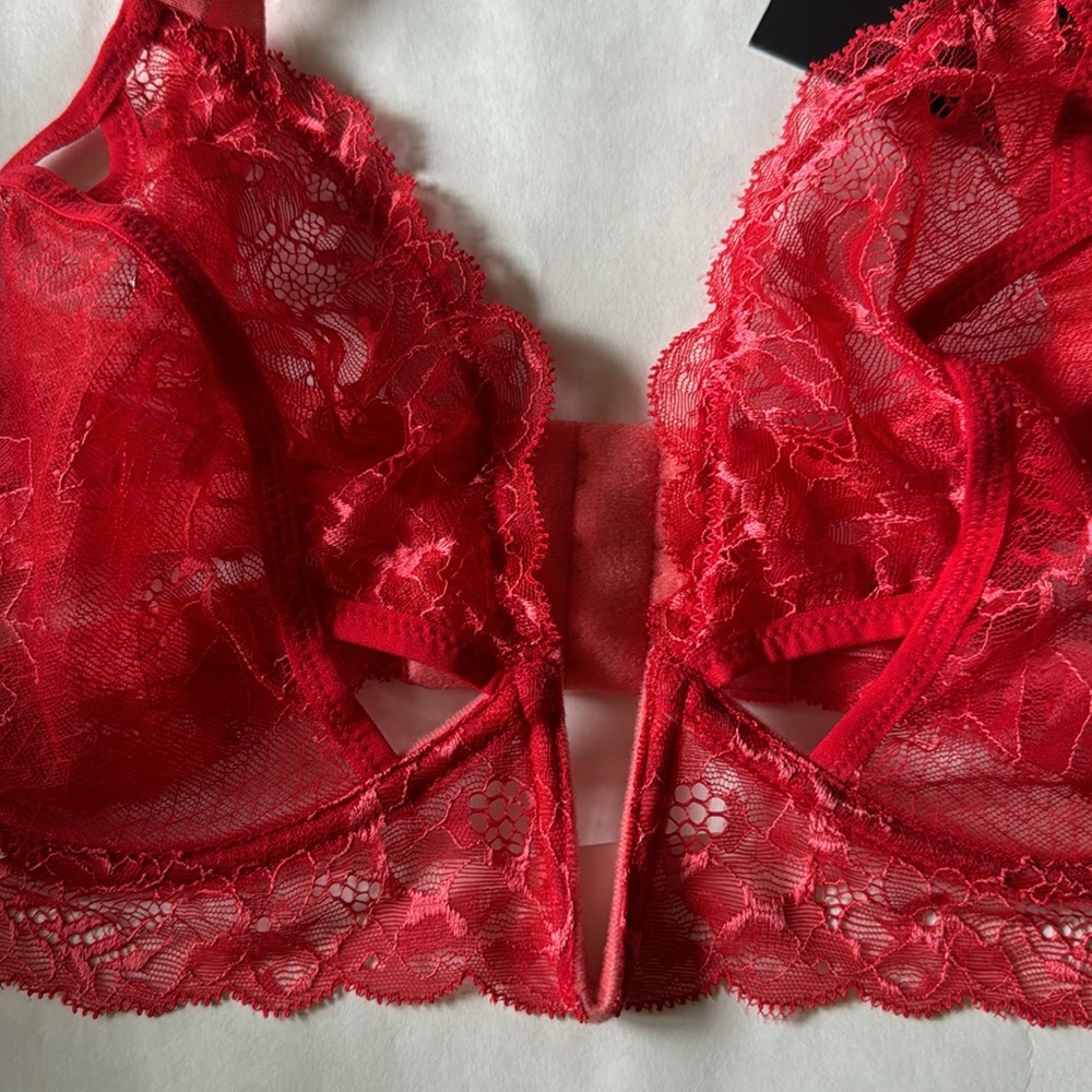 Thistle & Spire Kane V-Wire Lace Bra, Size 34E (34dd), Color: Chilli (red) - Picture 10 of 10
